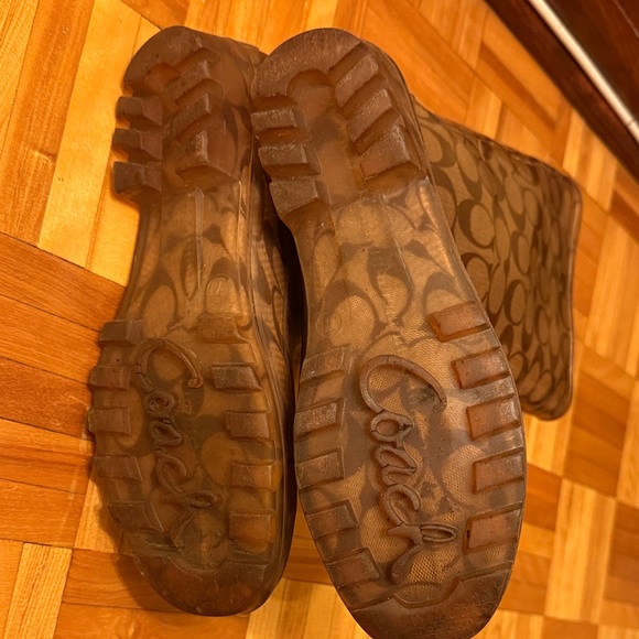 Coach Brown Patterned Knee-High rain Boots - Picture 3 of 3